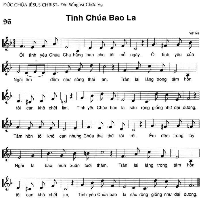 Sheet nhạc Tình Chúa Bao La